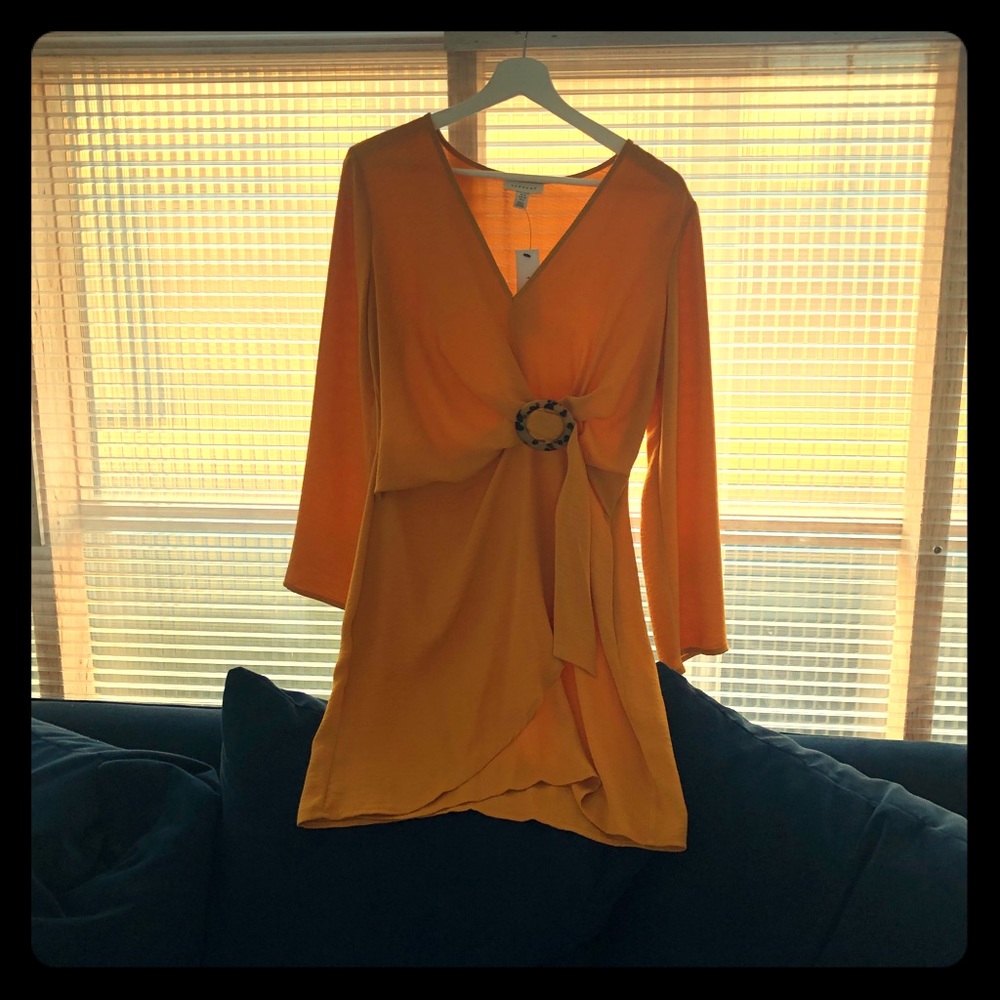 Top Shop Mustard Long Sleeved Dress